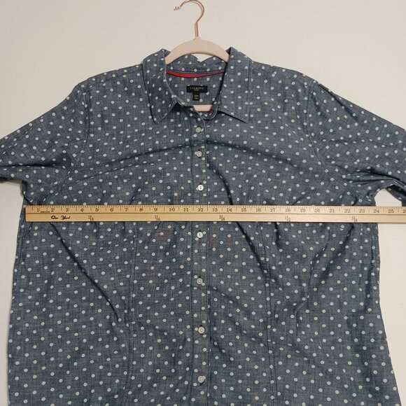 Talbots Polka Dot Chambray Button Up Shirt Size 20W Cotton Long Sleeves - Picture 8 of 10